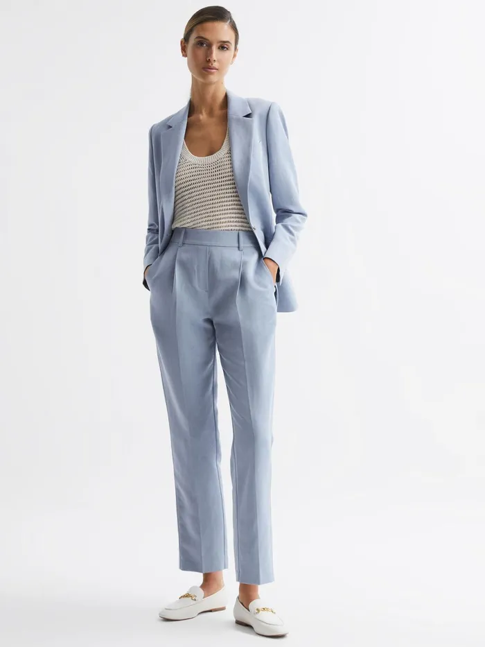 Reiss Suits and Tailoring Shae Single Breasted Tailored Blazer Pale Blue 8211 Women