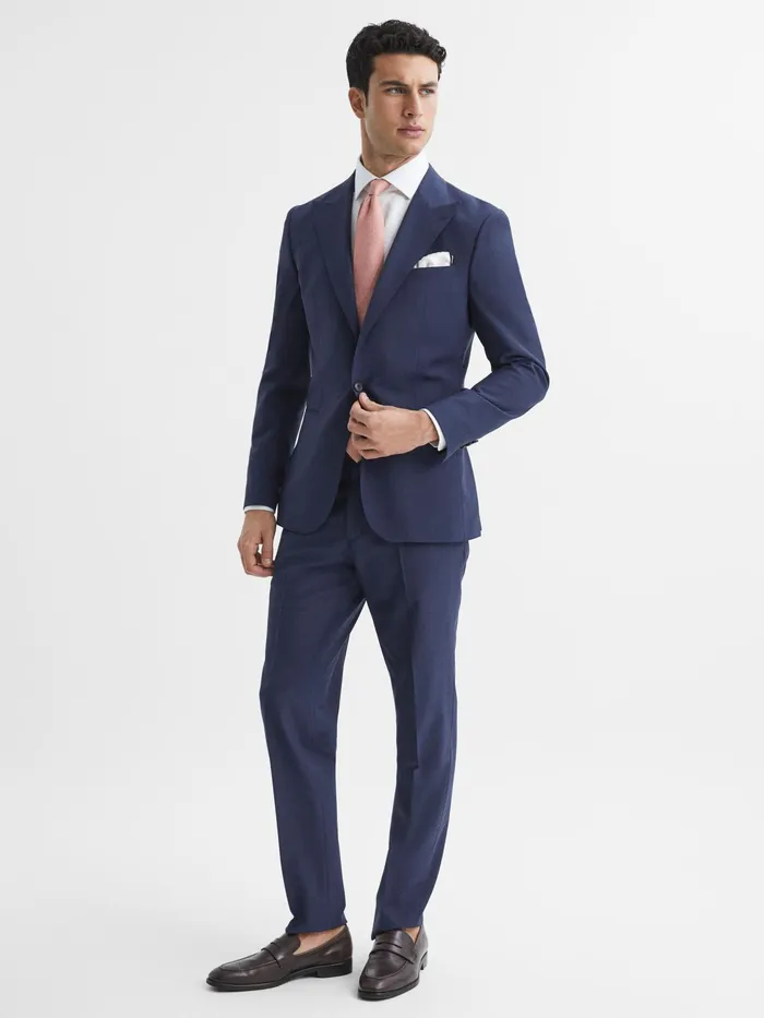 Reiss Suits and Tailoring Wish Slim Fit Wool Blend Trousers Bright Blue 8211 Men
