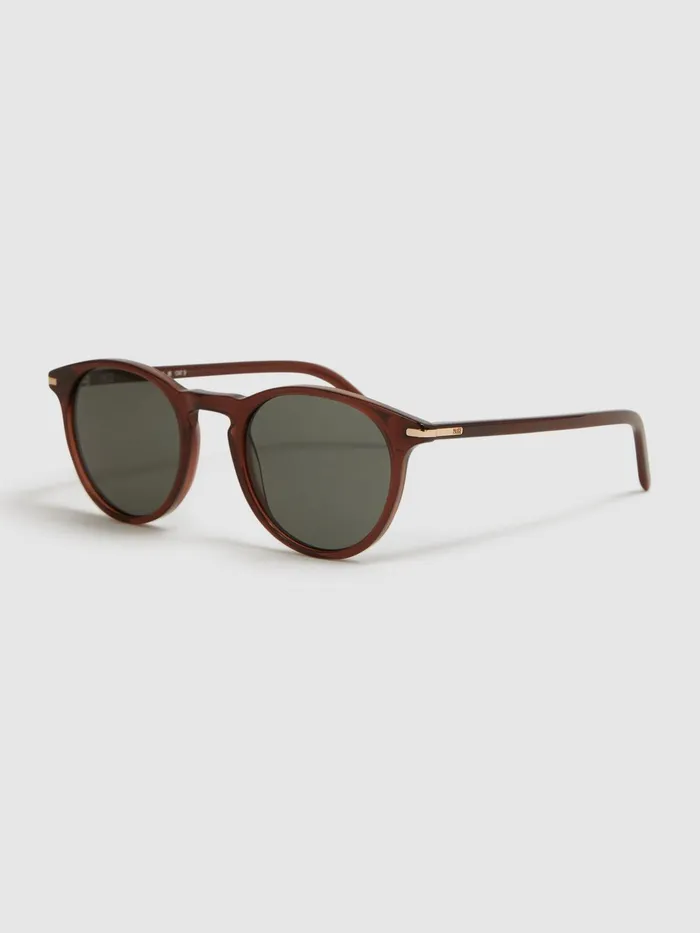 Reiss Sunglasses Caylen Paige Round Acetate Frame Sunglasses Brown 8211 Men
