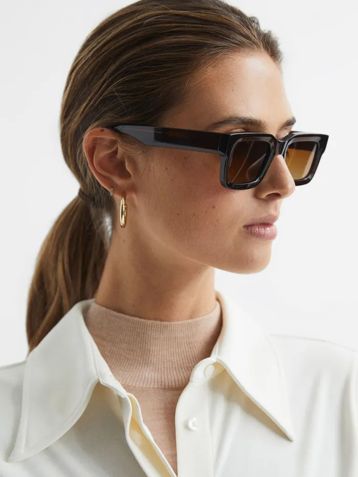 Reiss Sunglasses Five Chimi Rectangular Frame Acetate Sunglasses Brown 8211 Women
