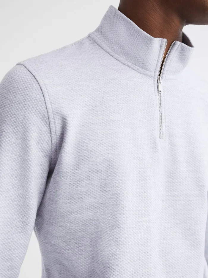 Reiss Sweats and Hoodies Bishop Slim Fit Textured Half Zip Top Grey Melange 8211 Men