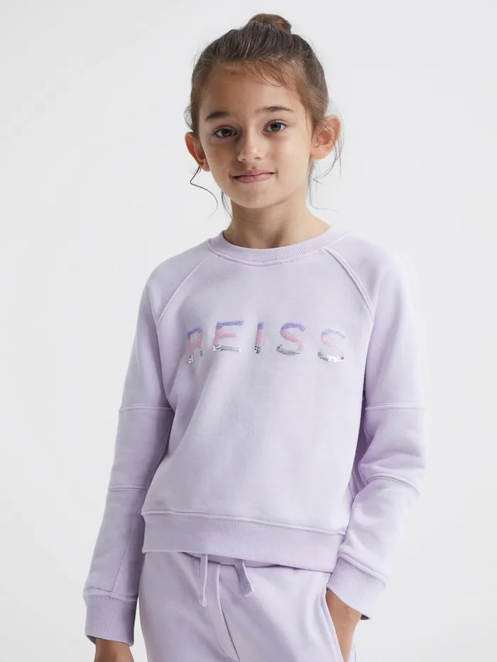 Reiss Sweats and Hoodies Bryony Sequin Crew Neck Jumper Lilac 8211 Children