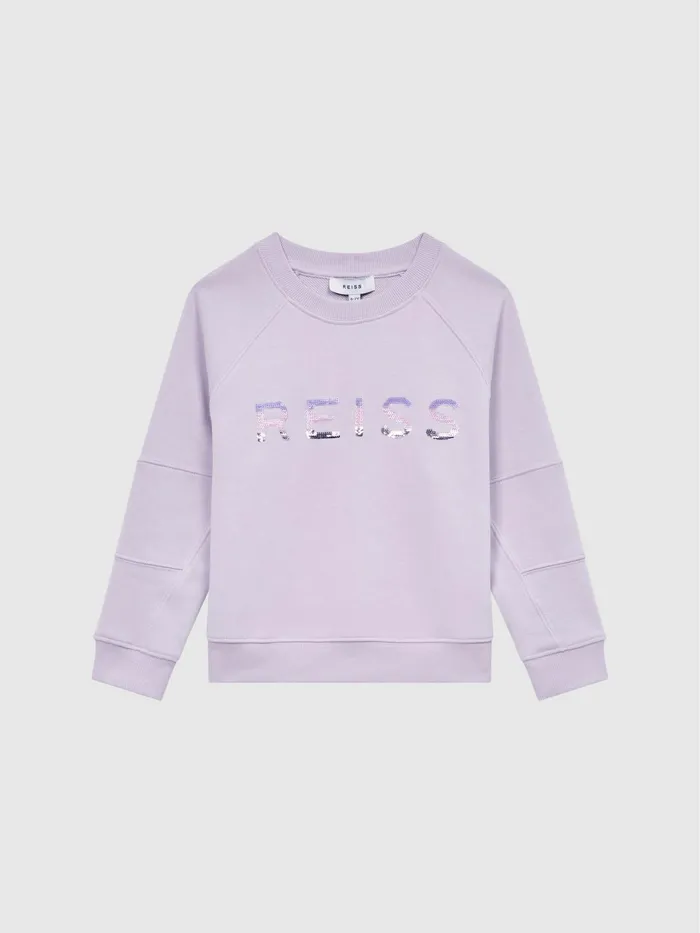 Reiss Sweats and Hoodies Bryony Sequin Crew Neck Jumper Lilac 8211 Children