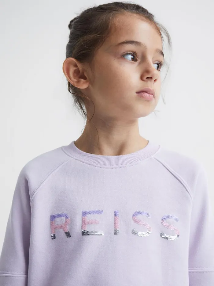 Reiss Sweats and Hoodies Bryony Sequin Crew Neck Jumper Lilac 8211 Children