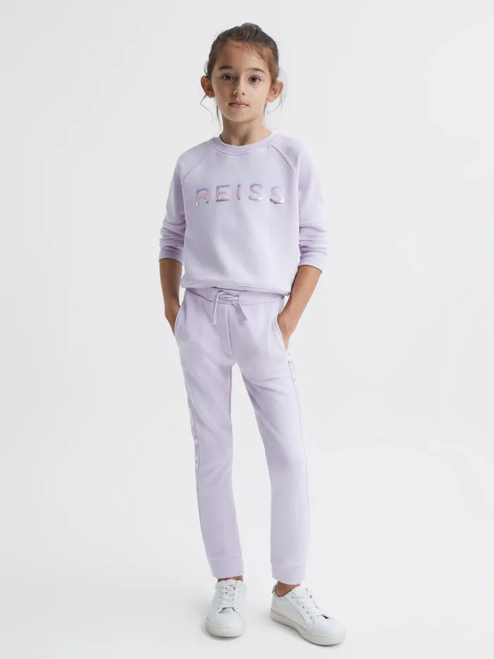 Reiss Sweats and Hoodies Bryony Sequin Crew Neck Jumper Lilac 8211 Children