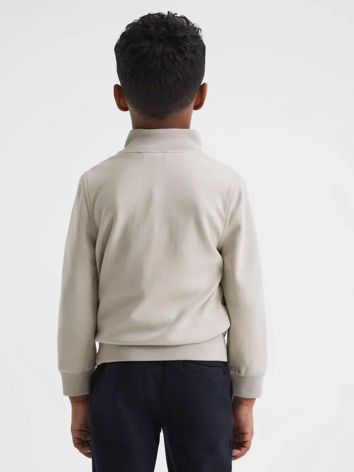 Reiss Sweats and Hoodies Flintoff Funnel Neck Quilted Hybrid Jacket Stone 8211 Children