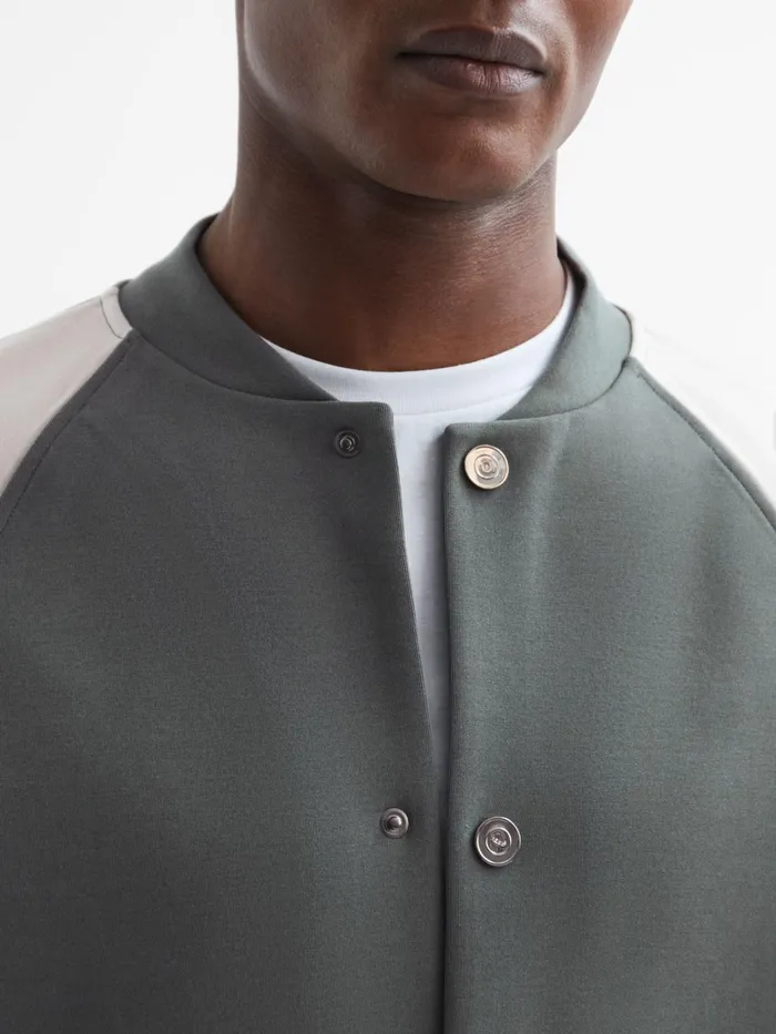 Reiss Sweats and Hoodies Giles Long Sleeve Interlock Bomber Jacket Light Khakiecru 8211 Men