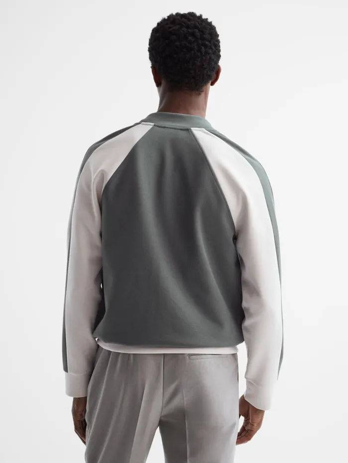 Reiss Sweats and Hoodies Giles Long Sleeve Interlock Bomber Jacket Light Khakiecru 8211 Men
