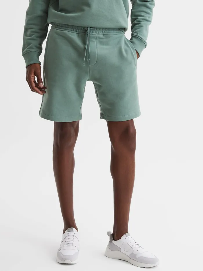 Reiss Sweats and Hoodies Henry Garment Dye Jersey Shorts Fern Green 8211 Men