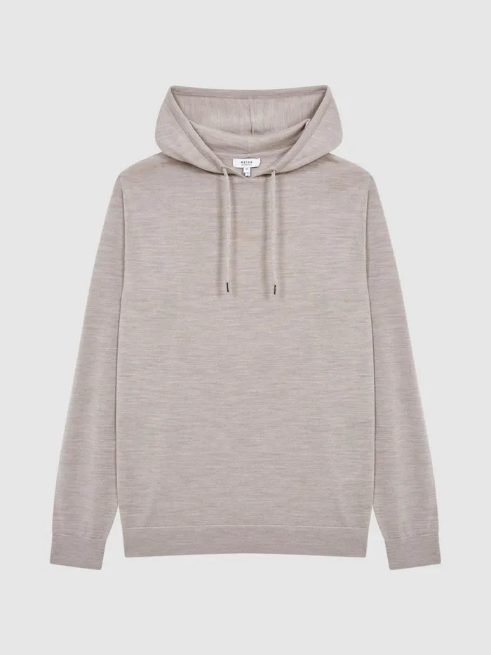 Reiss Sweats and Hoodies Holland Merino Wool Hoodie Bitter Chocolate 8211 Men