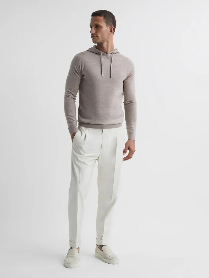 Reiss Sweats and Hoodies Holland Merino Wool Hoodie Bitter Chocolate 8211 Men