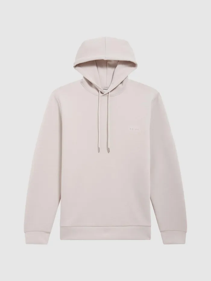 Reiss Sweats and Hoodies James Slim Fit Interlock Drawstring Hoodie Navy 8211 Men