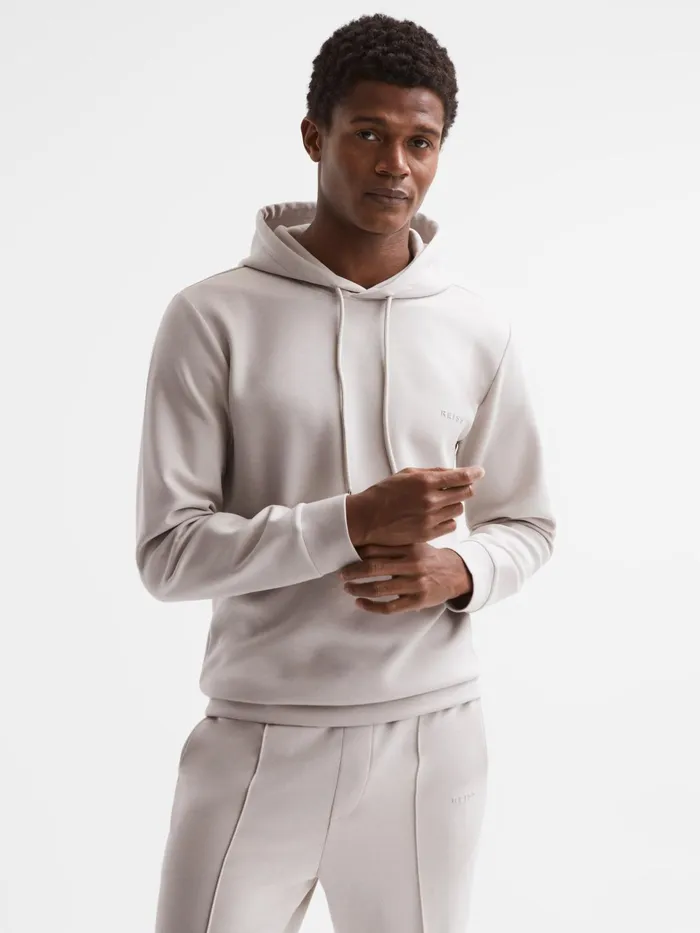 Reiss Sweats and Hoodies James Slim Fit Interlock Drawstring Hoodie Navy 8211 Men
