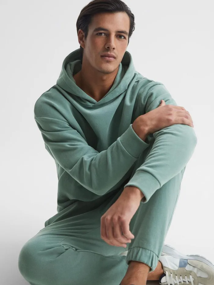 Reiss Sweats and Hoodies Kace Garment Dye Hoodie Fern Green 8211 Men