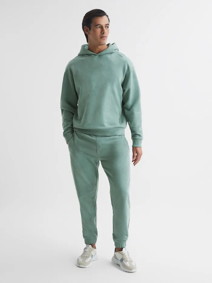 Reiss Sweats and Hoodies Kace Garment Dye Hoodie Fern Green 8211 Men
