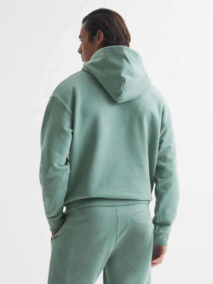 Reiss Sweats and Hoodies Kace Garment Dye Hoodie Fern Green 8211 Men