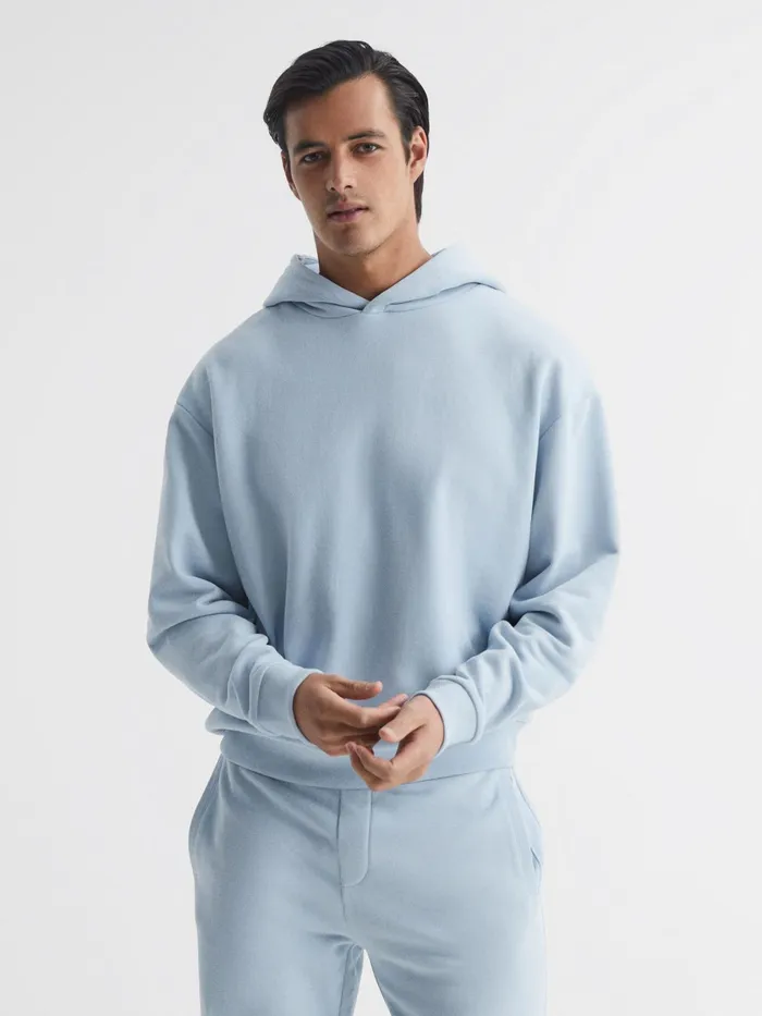 Reiss Sweats and Hoodies Kace Garment Dye Hoodie Ice Blue 8211 Men