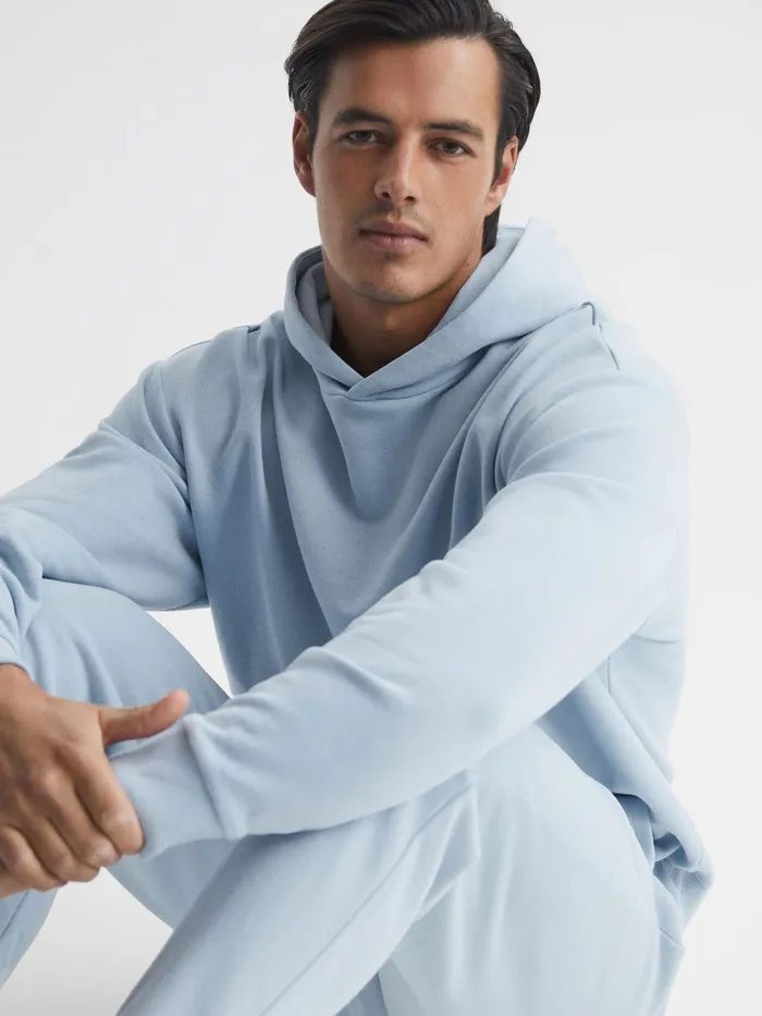 Reiss Sweats and Hoodies Kace Garment Dye Hoodie Ice Blue 8211 Men
