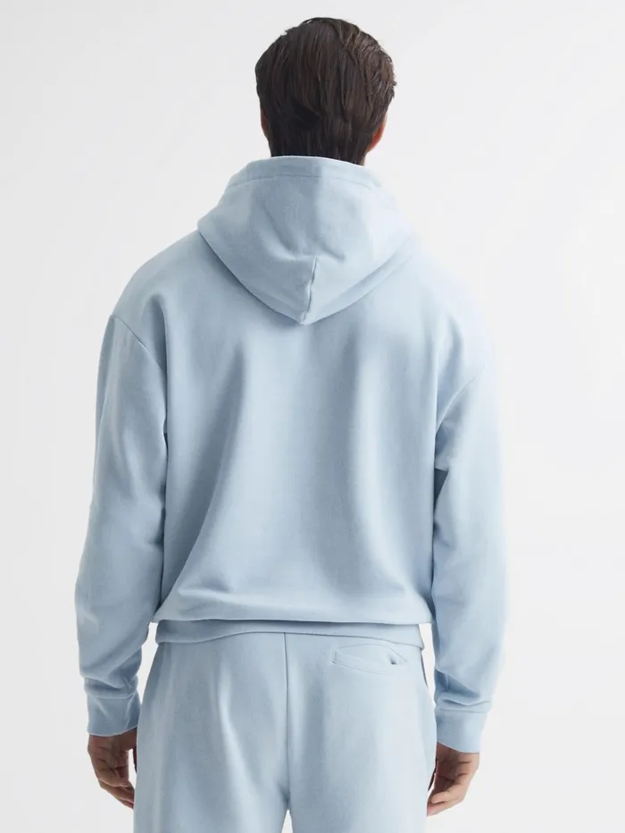 Reiss Sweats and Hoodies Kace Garment Dye Hoodie Ice Blue 8211 Men