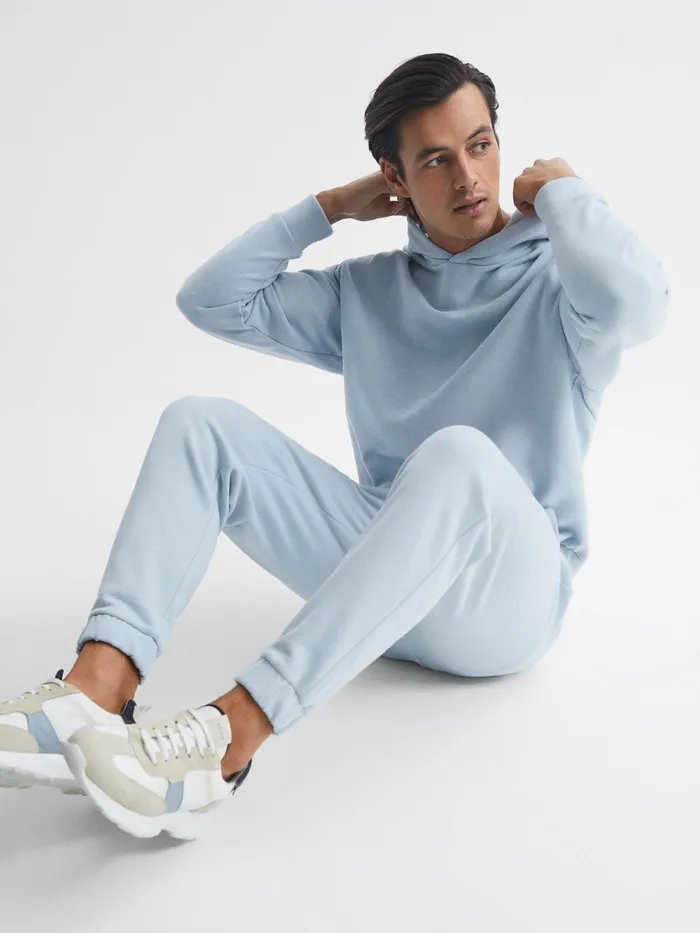 Reiss Sweats and Hoodies Kace Garment Dye Hoodie Ice Blue 8211 Men