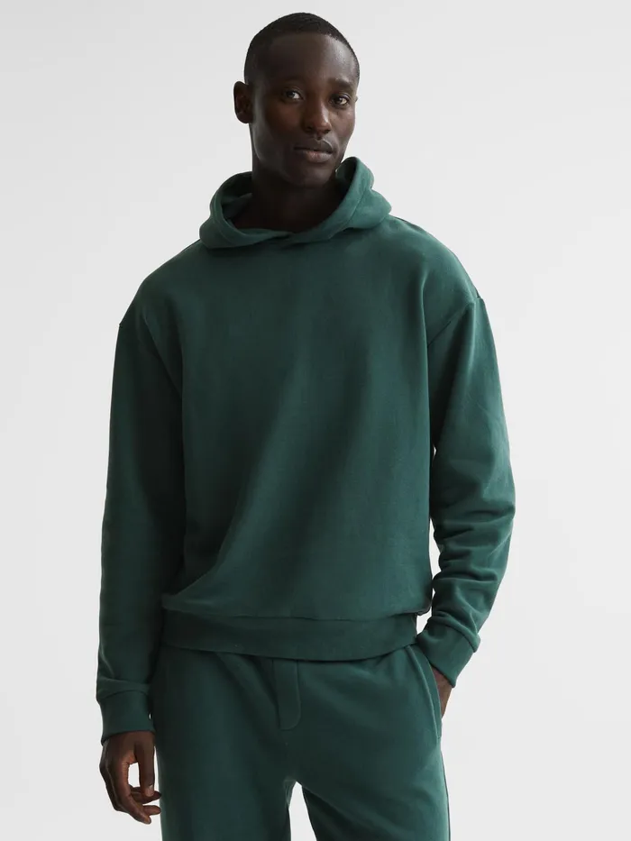 Reiss Sweats and Hoodies Kace Garment Dye Hoodie Midnight Green 8211 Men