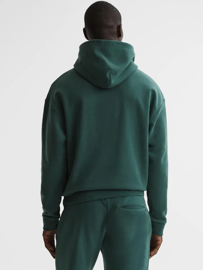 Reiss Sweats and Hoodies Kace Garment Dye Hoodie Midnight Green 8211 Men