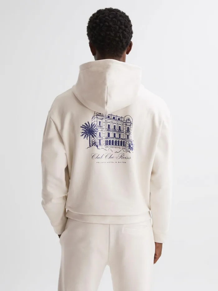 Reiss Sweats and Hoodies Pool Reiss Ch Motif Cotton Hoodie Off White 8211 Men
