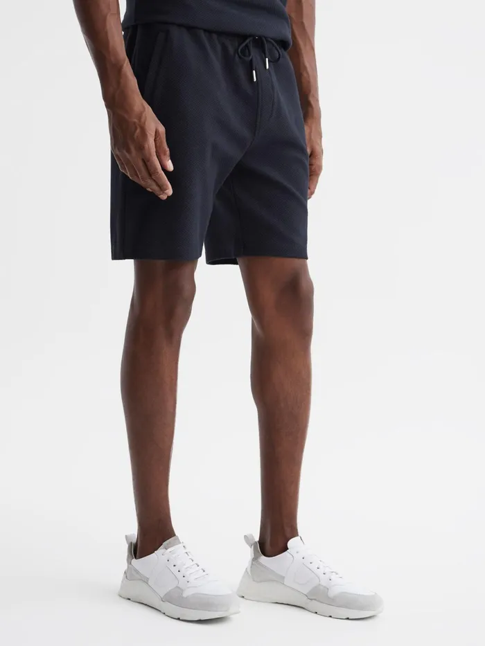 Reiss Sweats and Hoodies Robin Textured Drawstring Shorts Navy 8211 Men
