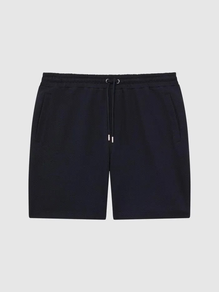 Reiss Sweats and Hoodies Robin Textured Drawstring Shorts Navy 8211 Men