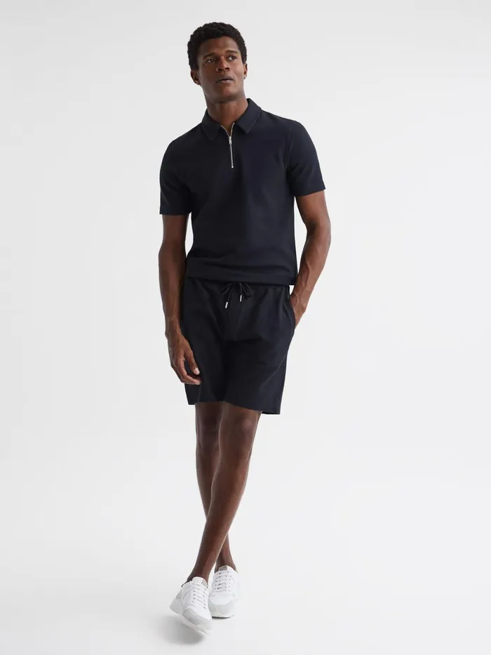 Reiss Sweats and Hoodies Robin Textured Drawstring Shorts Navy 8211 Men