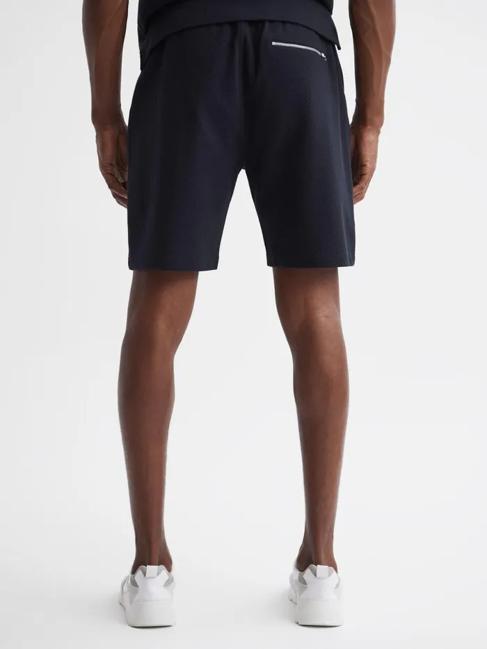 Reiss Sweats and Hoodies Robin Textured Drawstring Shorts Navy 8211 Men