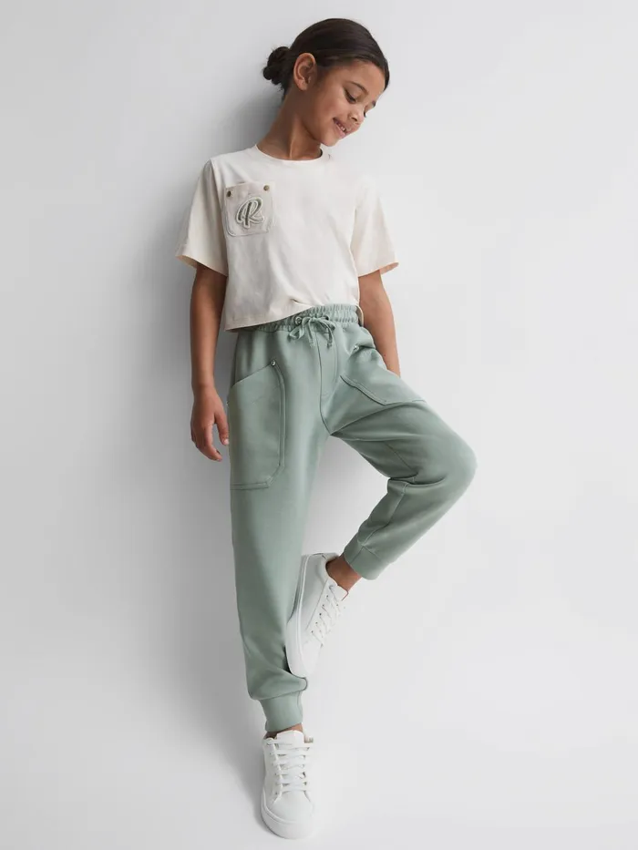 Reiss Sweats and Hoodies Tila Jersey Drawstring Joggers Sage 8211 Children