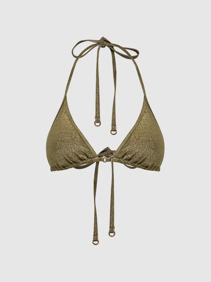 Reiss Swimwear Allie Metallic Halter Bikini Top Gold 8211 Women