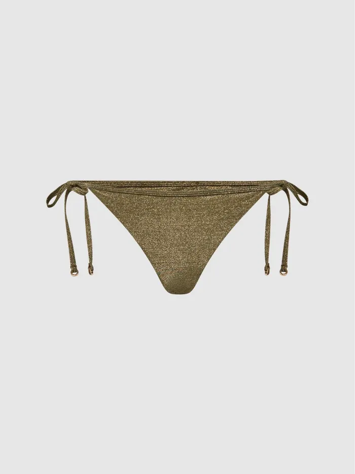 Reiss Swimwear Allie Metallic Side Tie Bikini Bottoms Gold 8211 Women