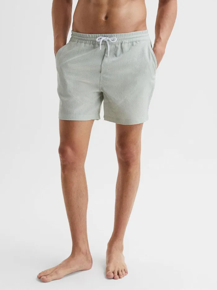 Reiss Swimwear Coast Striped Drawstring Swim Shorts Mintwhite 8211 Men