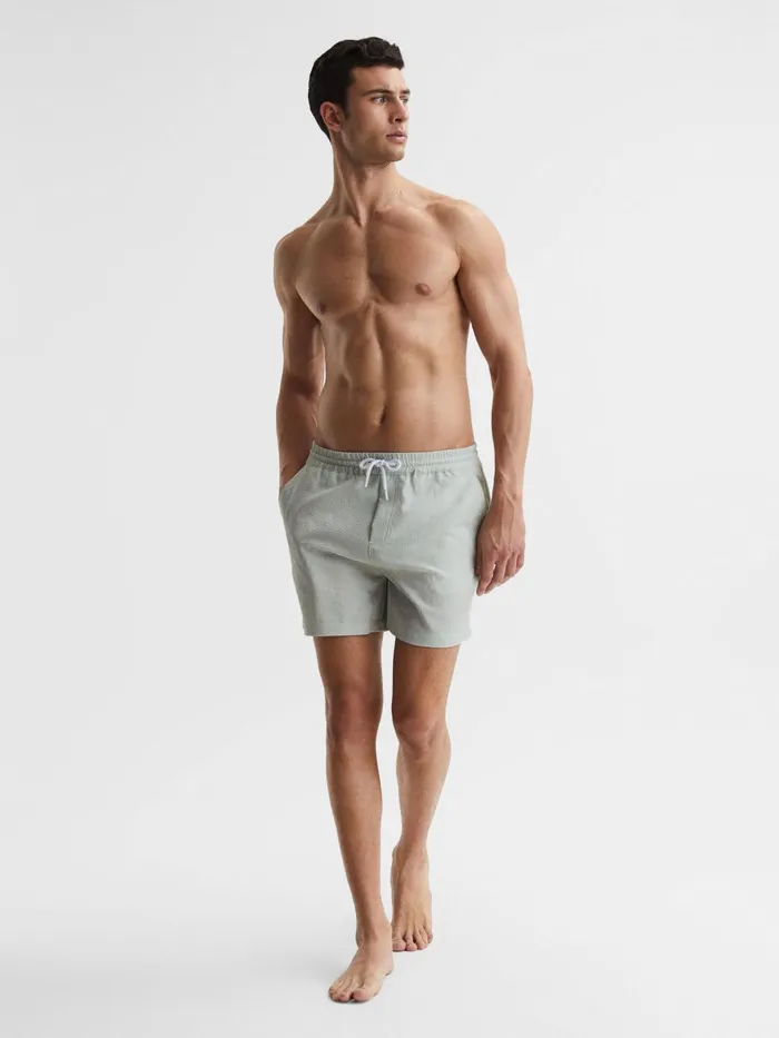 Reiss Swimwear Coast Striped Drawstring Swim Shorts Mintwhite 8211 Men