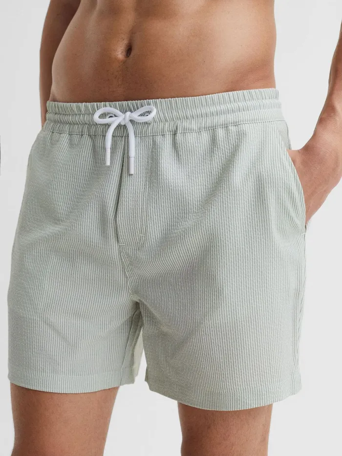 Reiss Swimwear Coast Striped Drawstring Swim Shorts Mintwhite 8211 Men