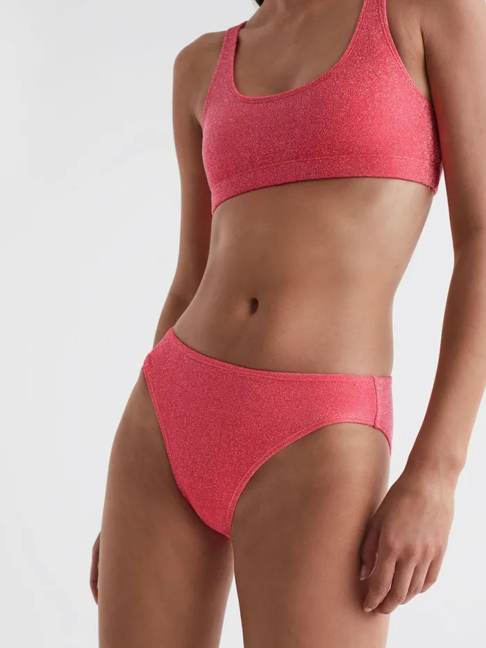 Reiss Swimwear Good American Sparkle Bikini Bottoms Bright Coral 8211 Women