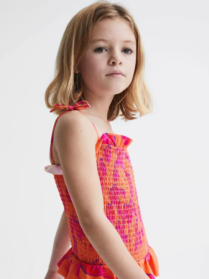 Reiss Swimwear Nelli Floral Swimsuit Orange Print 8211 Children