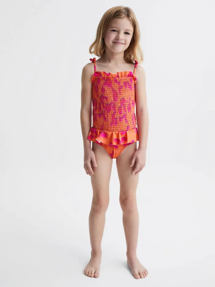 Reiss Swimwear Nelli Floral Swimsuit Orange Print 8211 Children