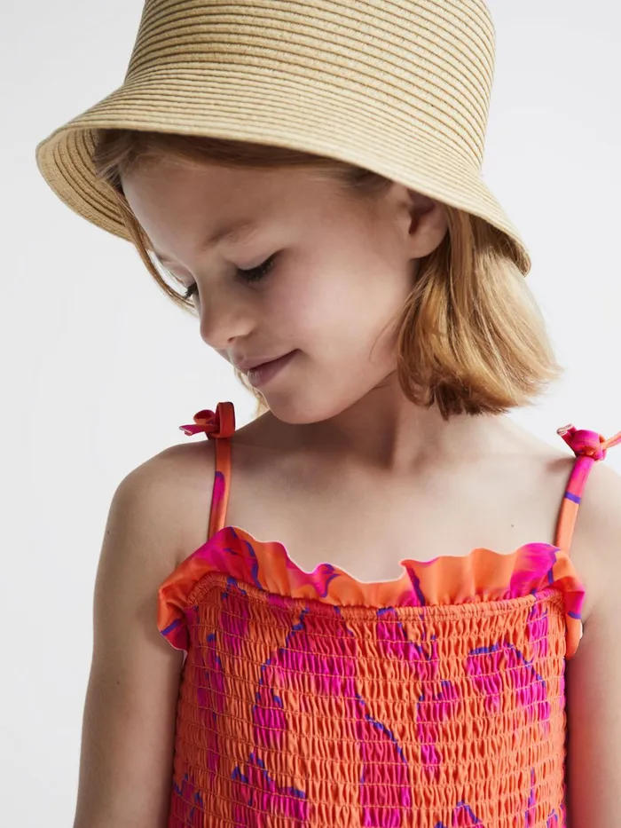 Reiss Swimwear Nelli Floral Swimsuit Orange Print 8211 Children