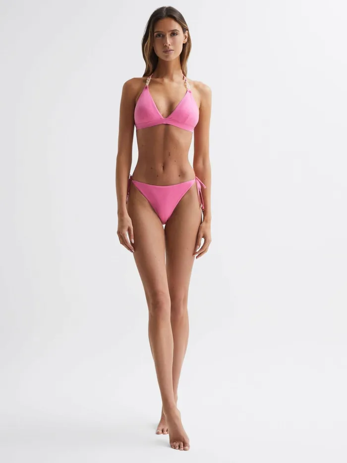 Reiss Swimwear Ripley Triangle Bikini Top Pink 8211 Women