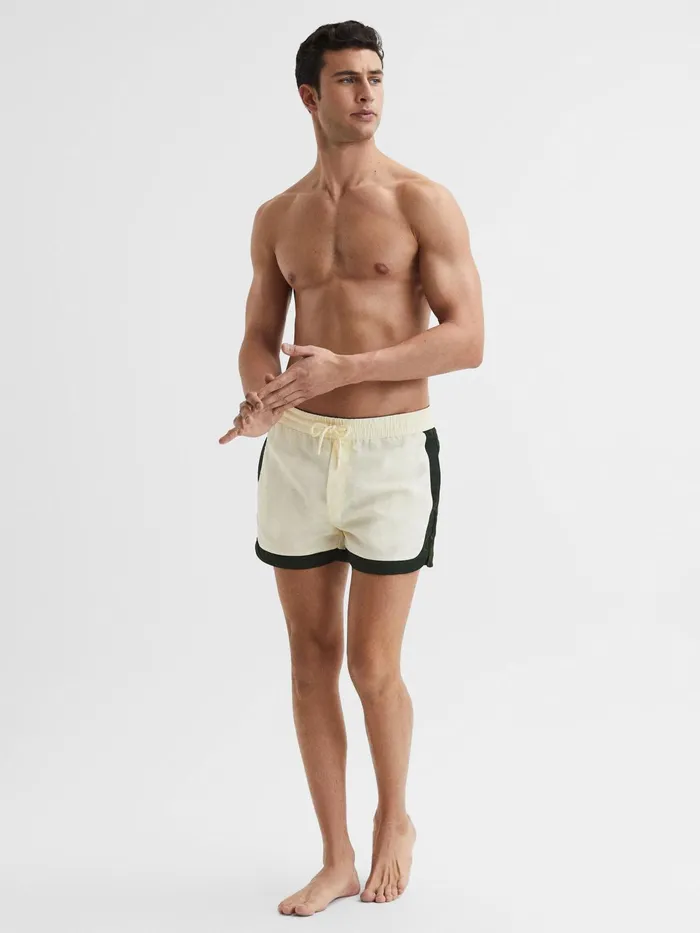 Reiss Swimwear Surf Drawstring Contrast Swim Shorts Whitebottle Green 8211 Men