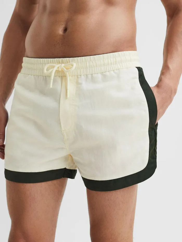 Reiss Swimwear Surf Drawstring Contrast Swim Shorts Whitebottle Green 8211 Men