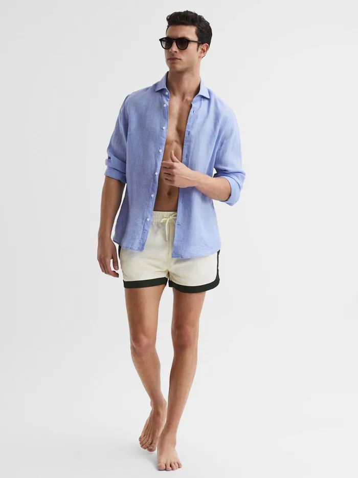 Reiss Swimwear Surf Drawstring Contrast Swim Shorts Whitebottle Green 8211 Men