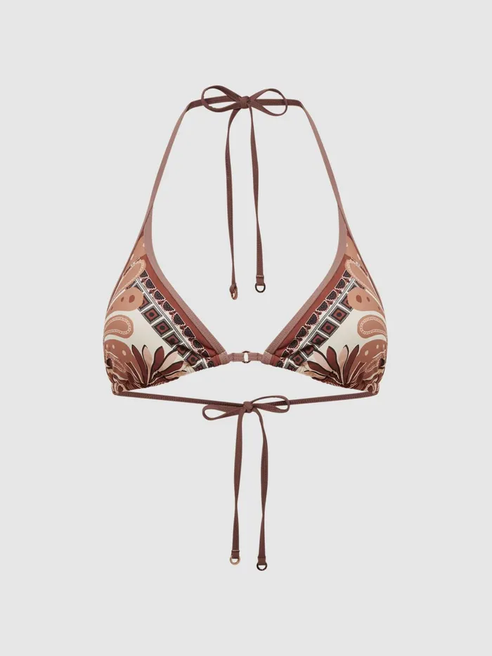 Reiss Swimwear Tina Printed Bikini Top Tan 8211 Women