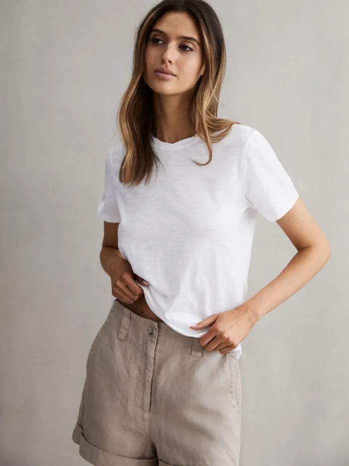 Reiss TShirts and Vests Joey Slub Cotton TShirt White 8211 Women