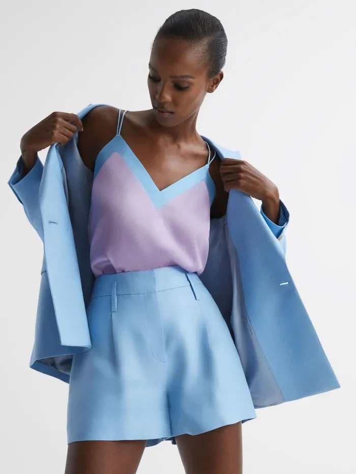 Reiss TShirts and Vests Payton Silk Blend Colourblock Vest Lilacblue 8211 Women