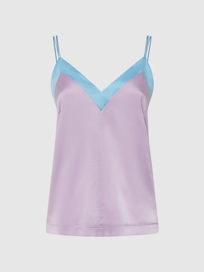 Reiss TShirts and Vests Payton Silk Blend Colourblock Vest Lilacblue 8211 Women