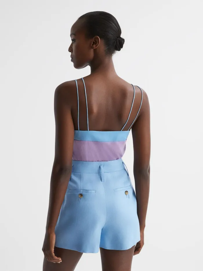 Reiss TShirts and Vests Payton Silk Blend Colourblock Vest Lilacblue 8211 Women